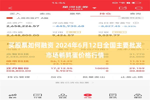 买股票如何融资 2024年6月12日全国主要批发市场鹌鹑蛋价格行情