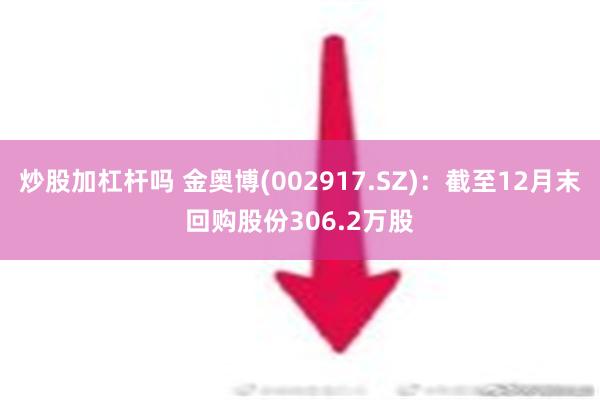 炒股加杠杆吗 金奥博(002917.SZ)：截至12月末回购股份306.2万股